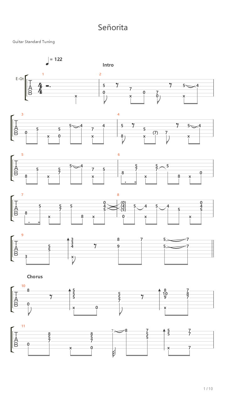 Señorita（Senorita）（ Co不是Ceo扒谱）吉他谱