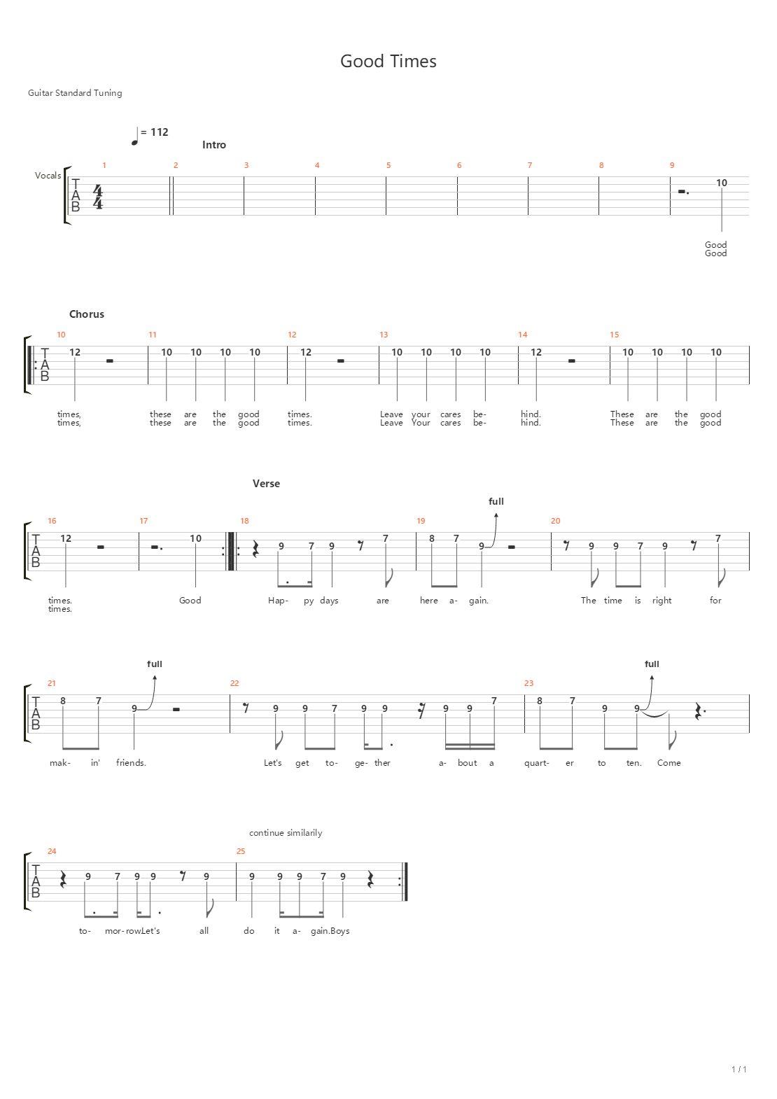 Good Times吉他谱