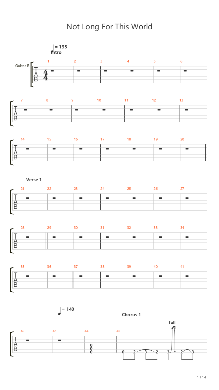 Not Long For This World吉他谱