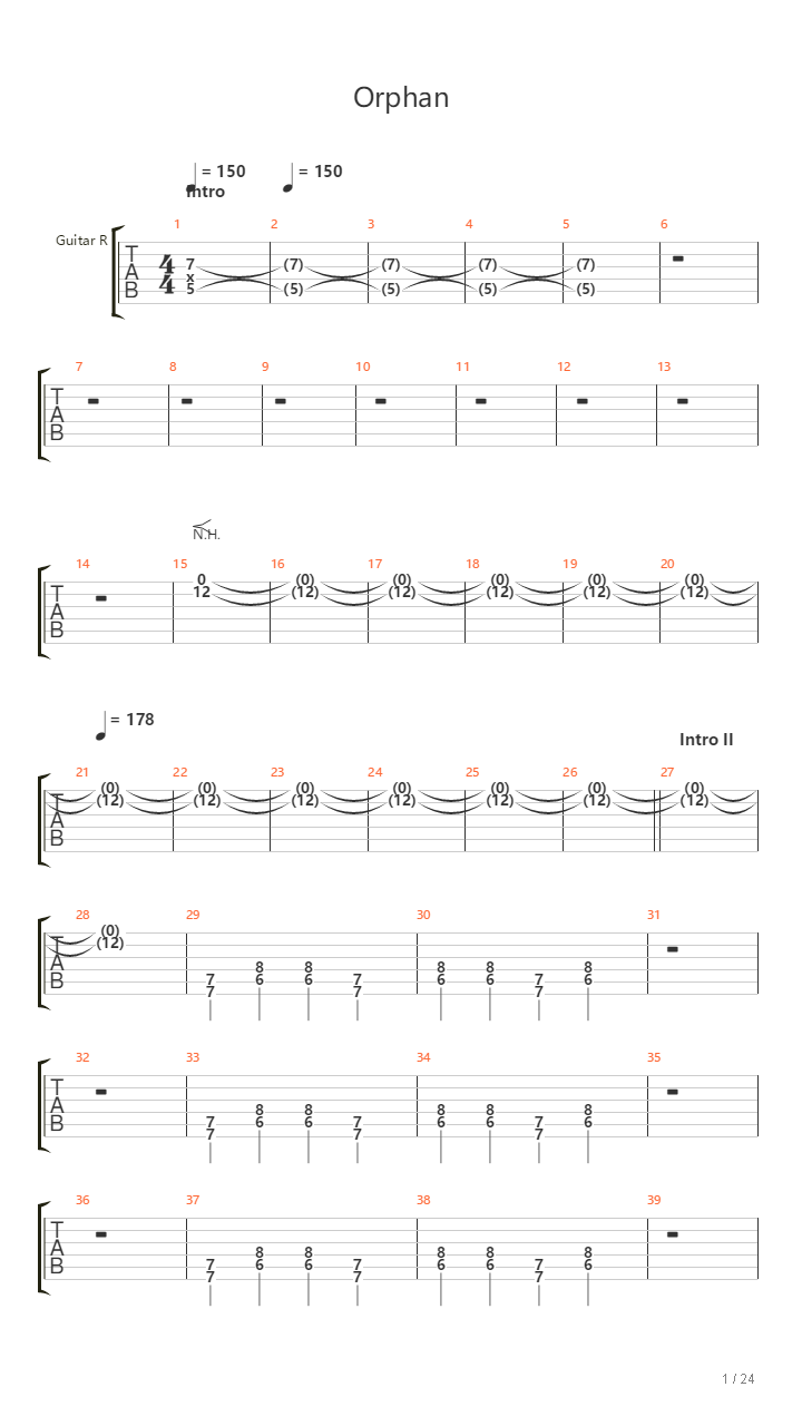 Orphan吉他谱