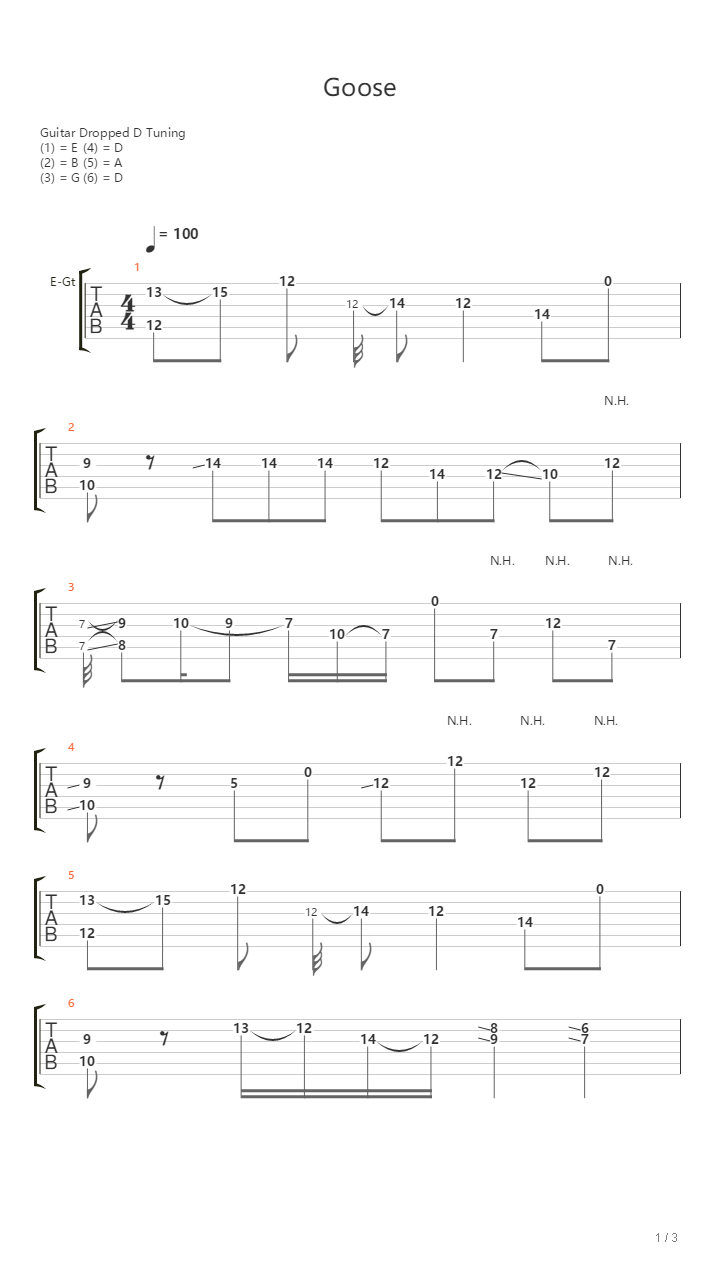 Goose intro吉他谱