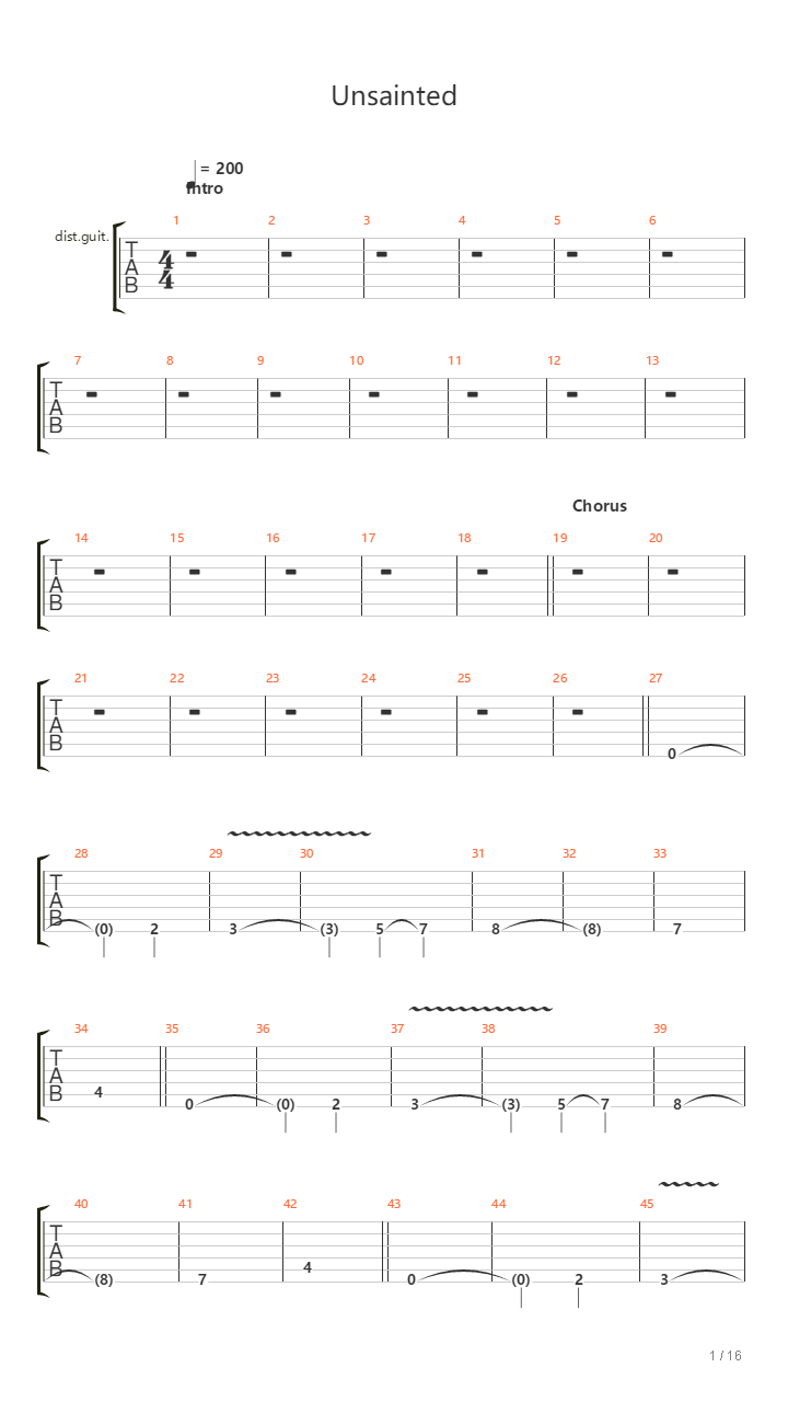Unsainted吉他谱