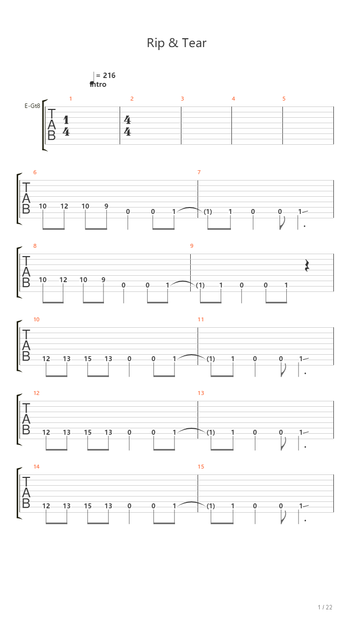 Rip & Tear吉他谱