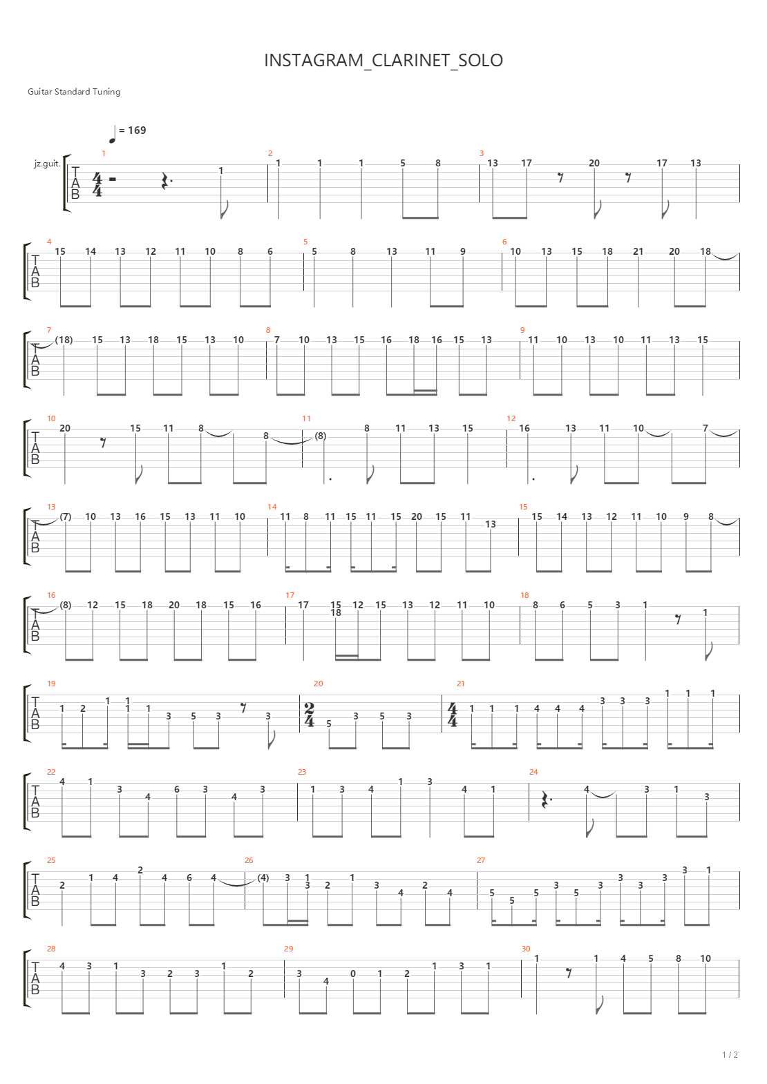 Instagram （Clarinet Solo By LeoP）吉他谱