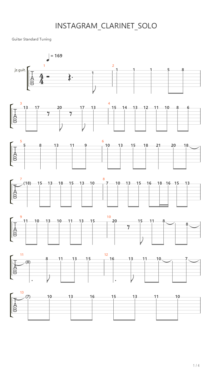 Instagram （Clarinet Solo By LeoP）吉他谱