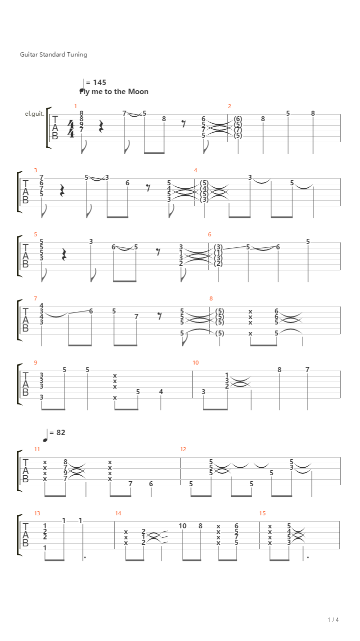 Fly Me To The Moon and Black Swan吉他谱