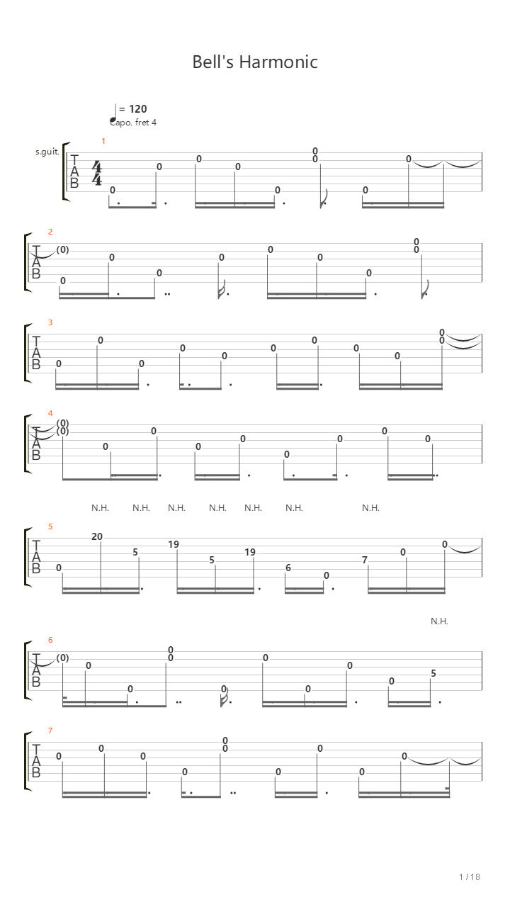 Bell's Harmonic(钟鸣泛音)吉他谱