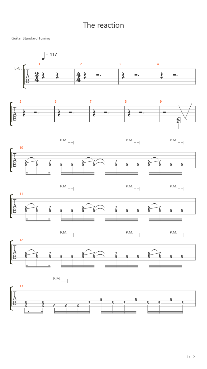 The Reaction（全网最准）吉他谱