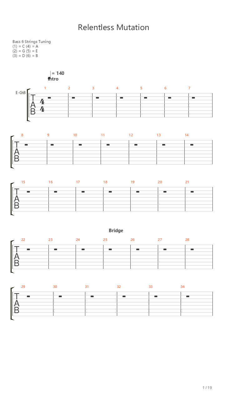 Relentless Mutation吉他谱