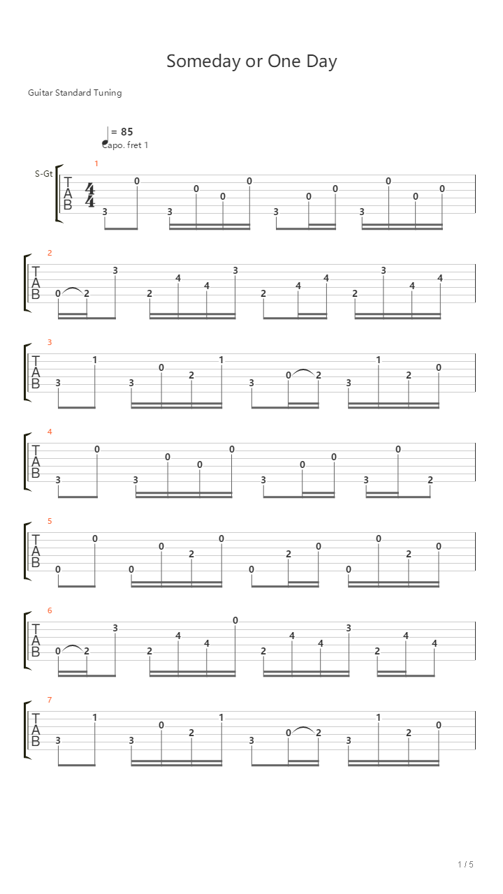Someday or One Day吉他谱