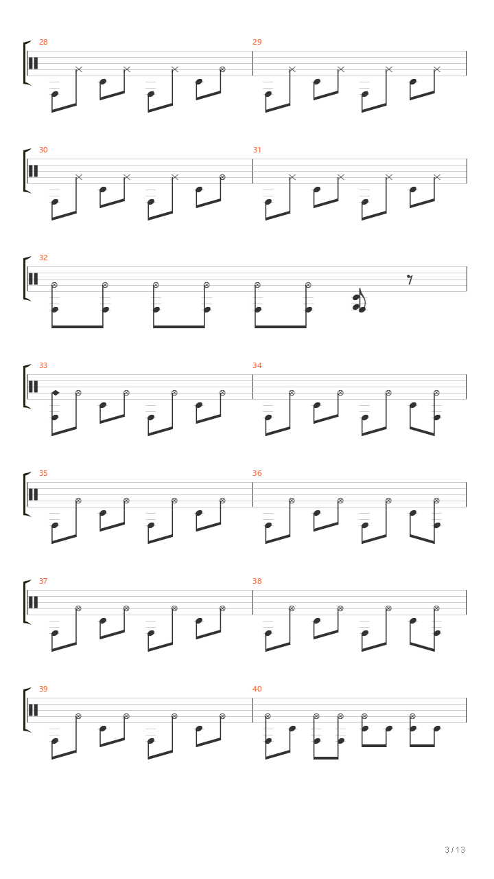 冠军  （架子鼓谱 原版）吉他谱