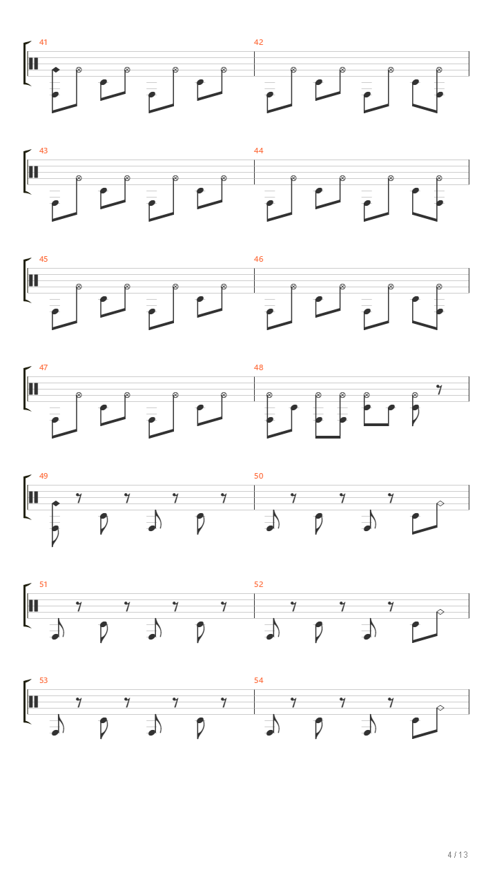 冠军  （架子鼓谱 原版）吉他谱