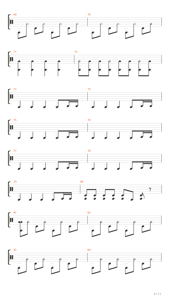 冠军  （架子鼓谱 原版）吉他谱