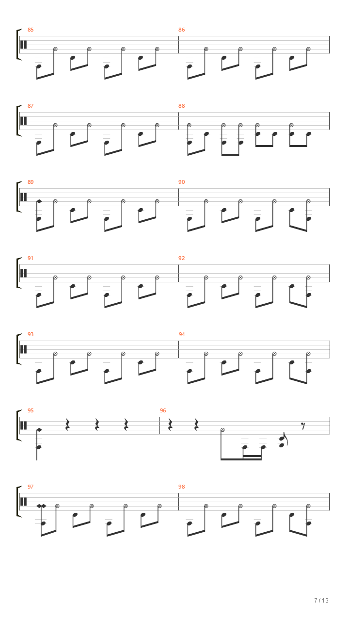 冠军  （架子鼓谱 原版）吉他谱