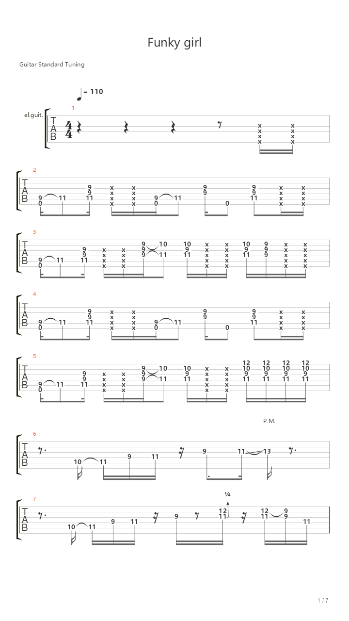 Funky Girl吉他谱