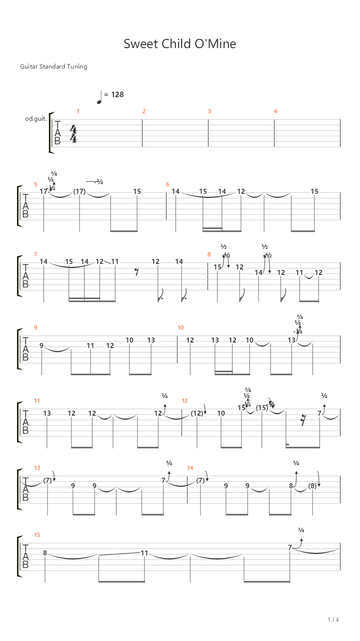 Sweet Child O'Mine（ Solo 尾奏）吉他谱