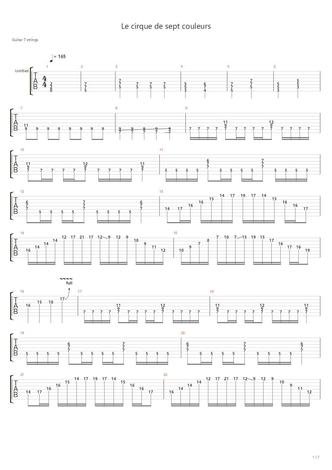 Le cirque de sept couleurs吉他谱
