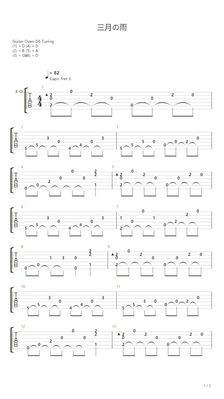 三月の雨吉他谱