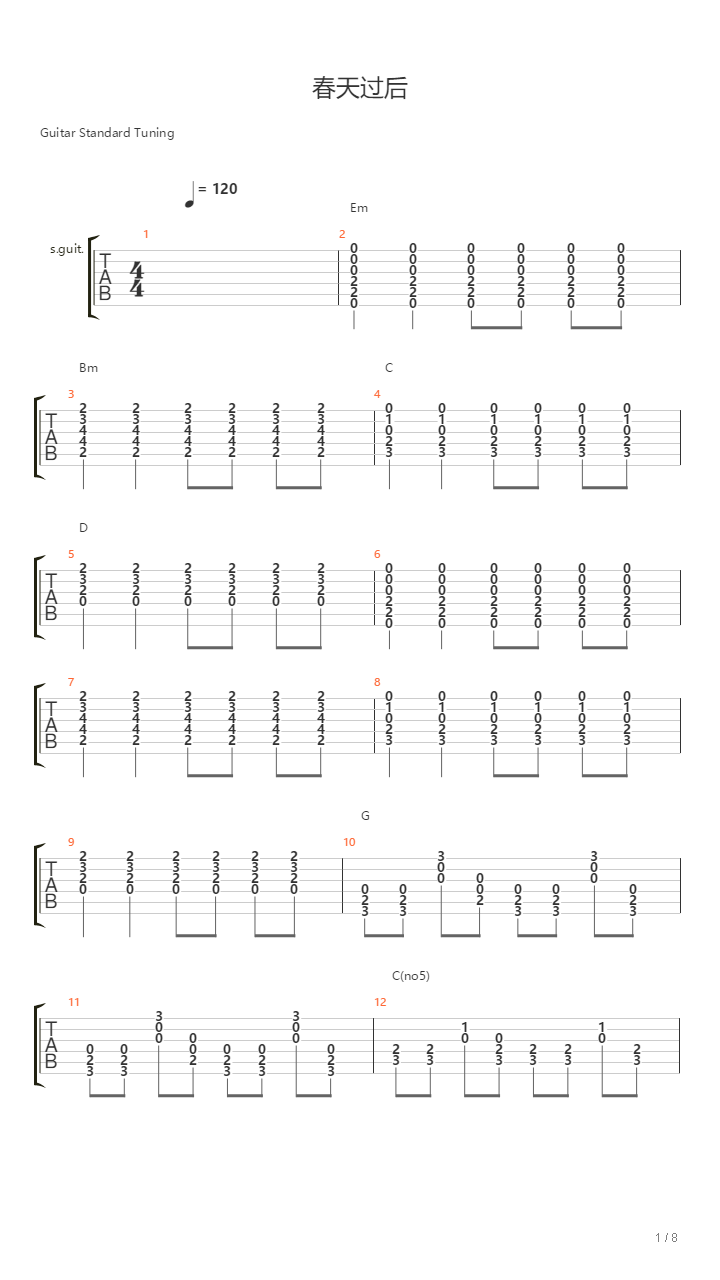 春天过后吉他谱