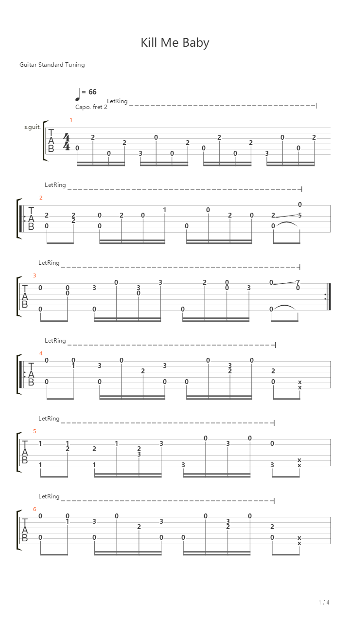 爱杀宝贝  kill me baby吉他谱
