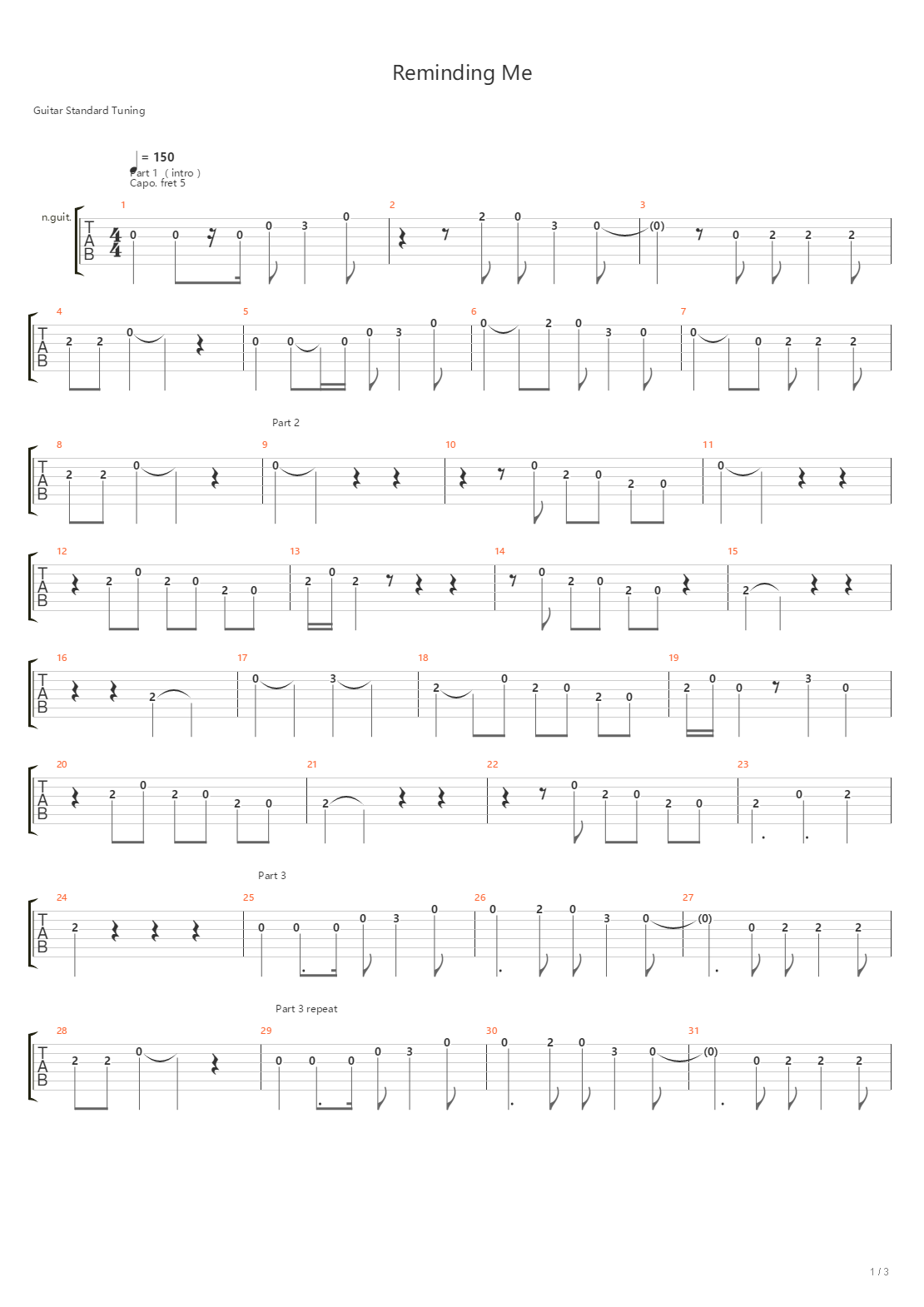 Reminding Me吉他谱