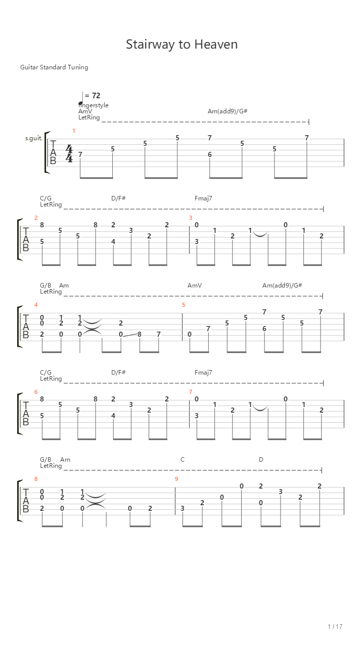 Stairway To Heaven（乐队总谱）吉他谱