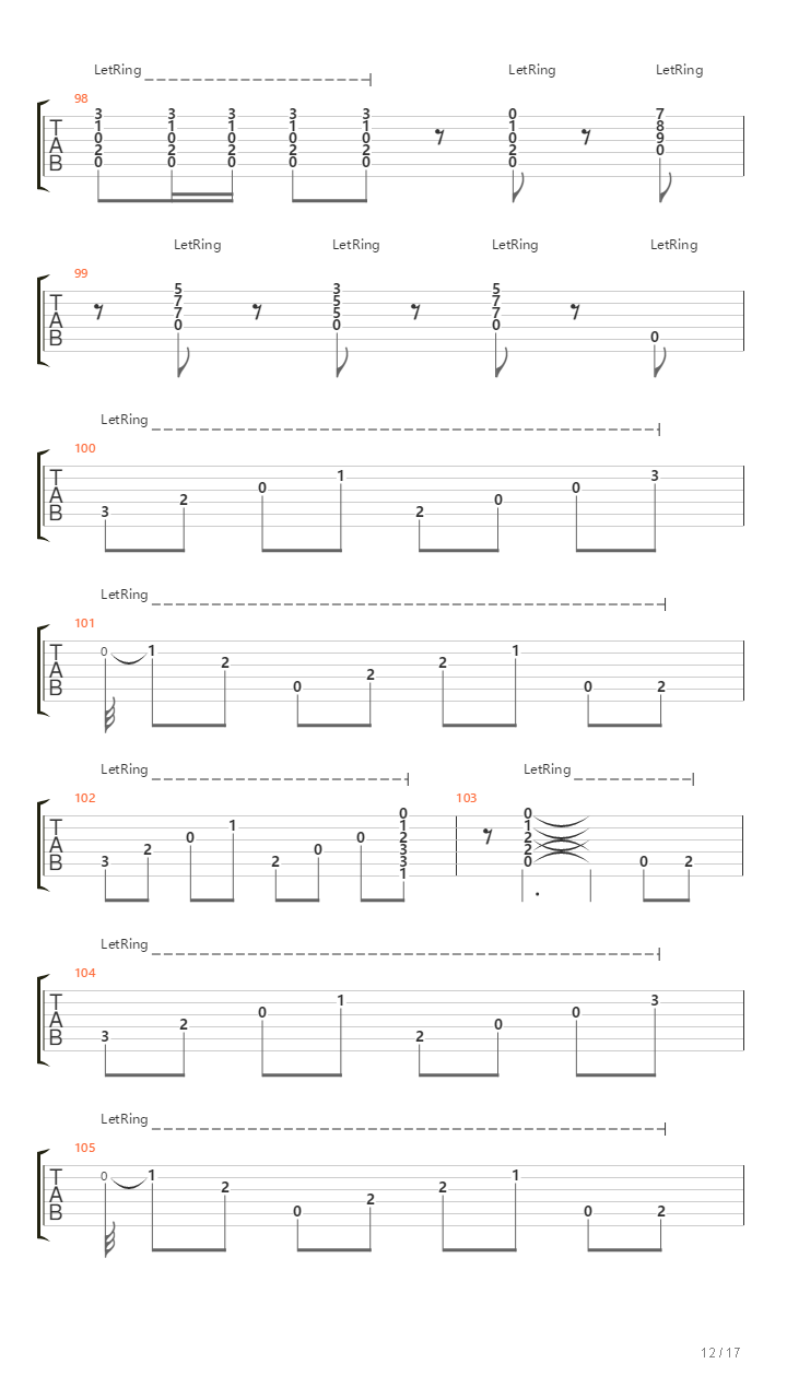 Stairway To Heaven（乐队总谱）吉他谱