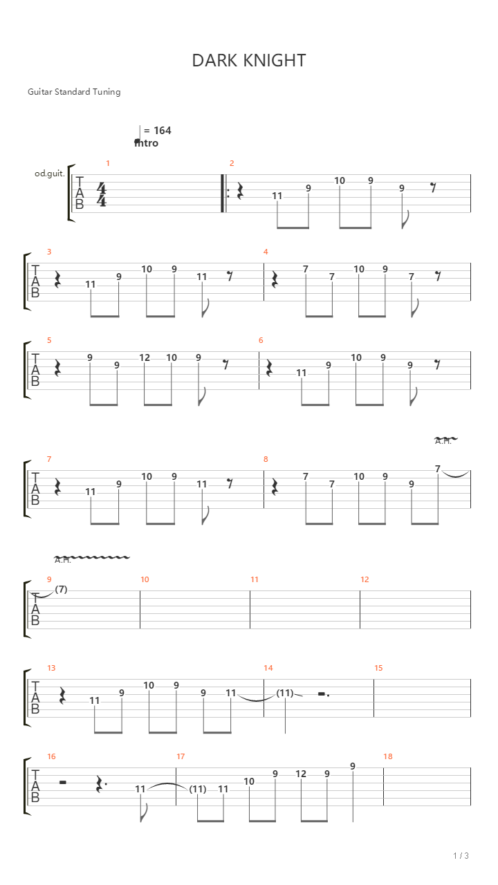 【闪翼拳皇BGM】DARK KNIGHT（超级机器人大战OSG）总谱吉他谱