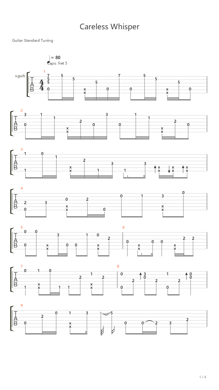 Careless Whisper吉他谱
