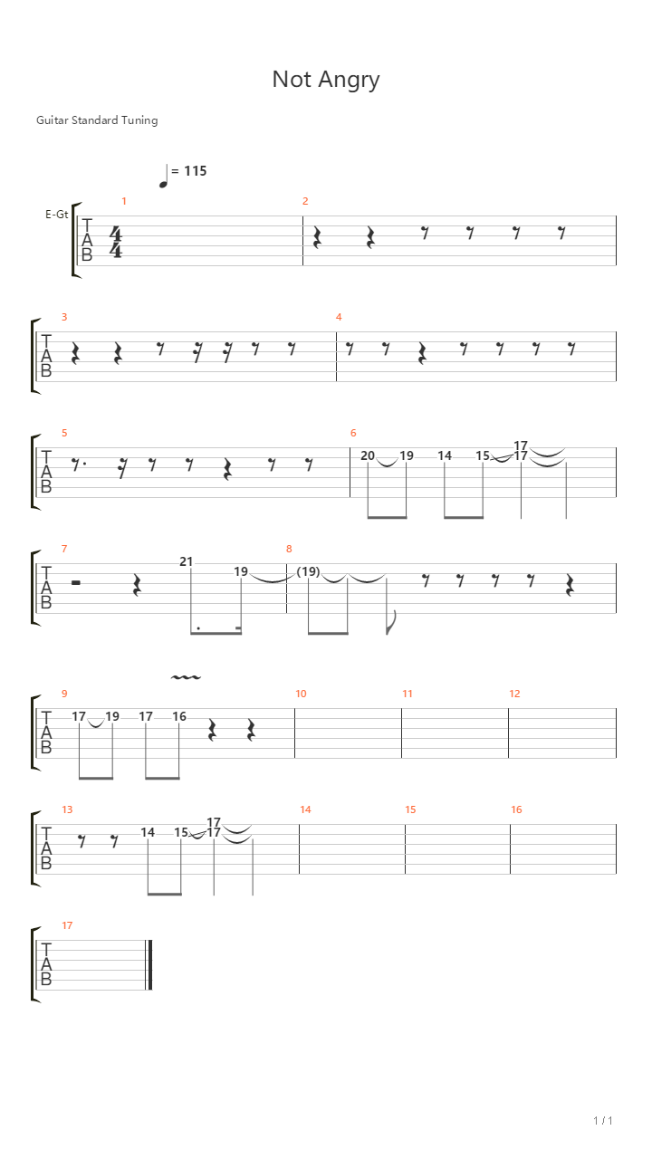 Not Angry（抖音版）吉他谱