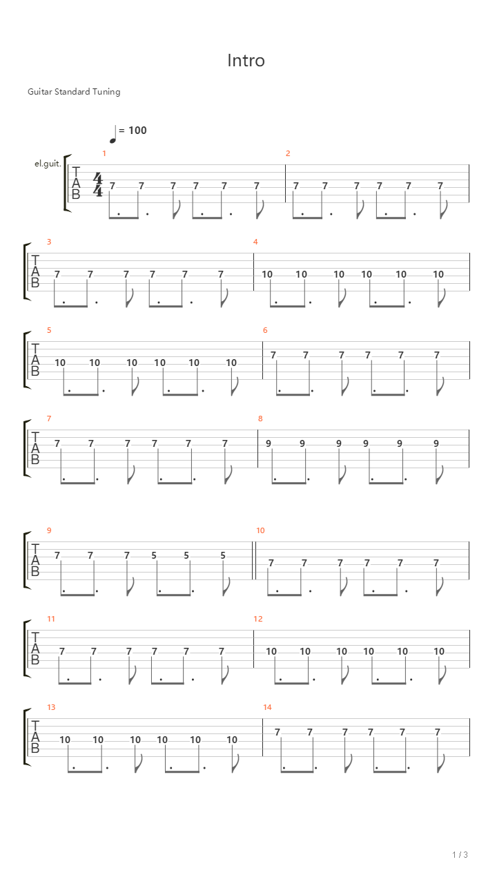 Intro 双人版本吉他谱