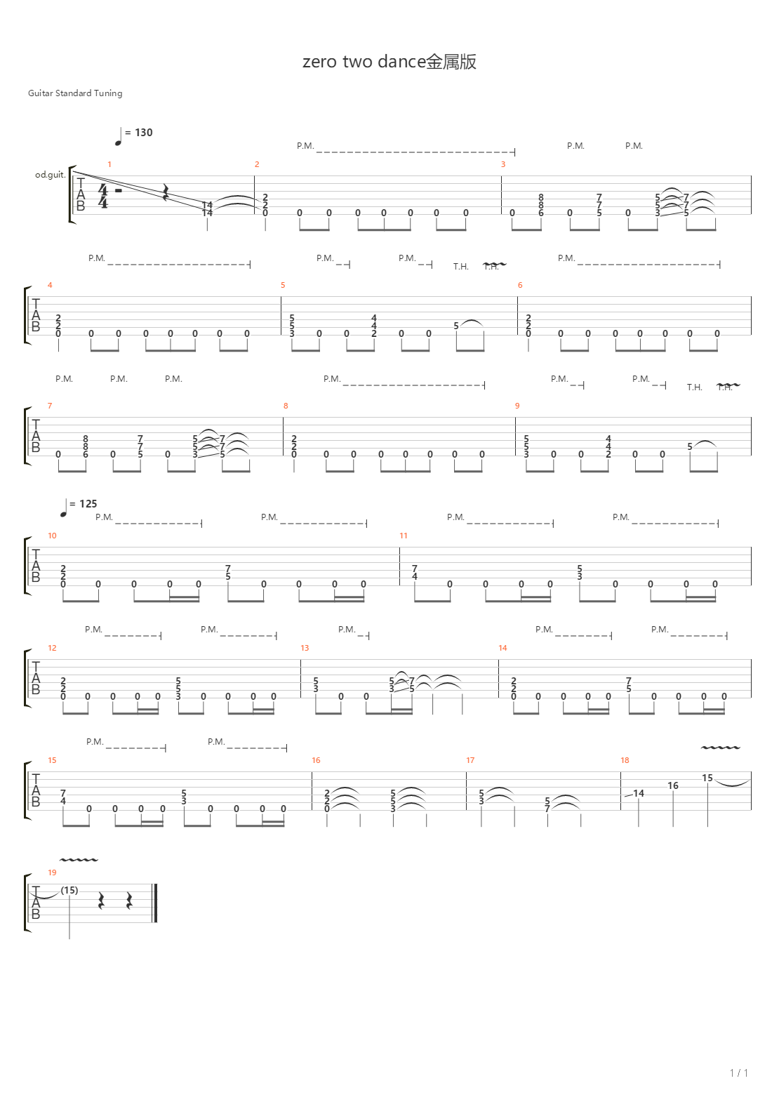 Zero Two Dance(金属版)吉他谱