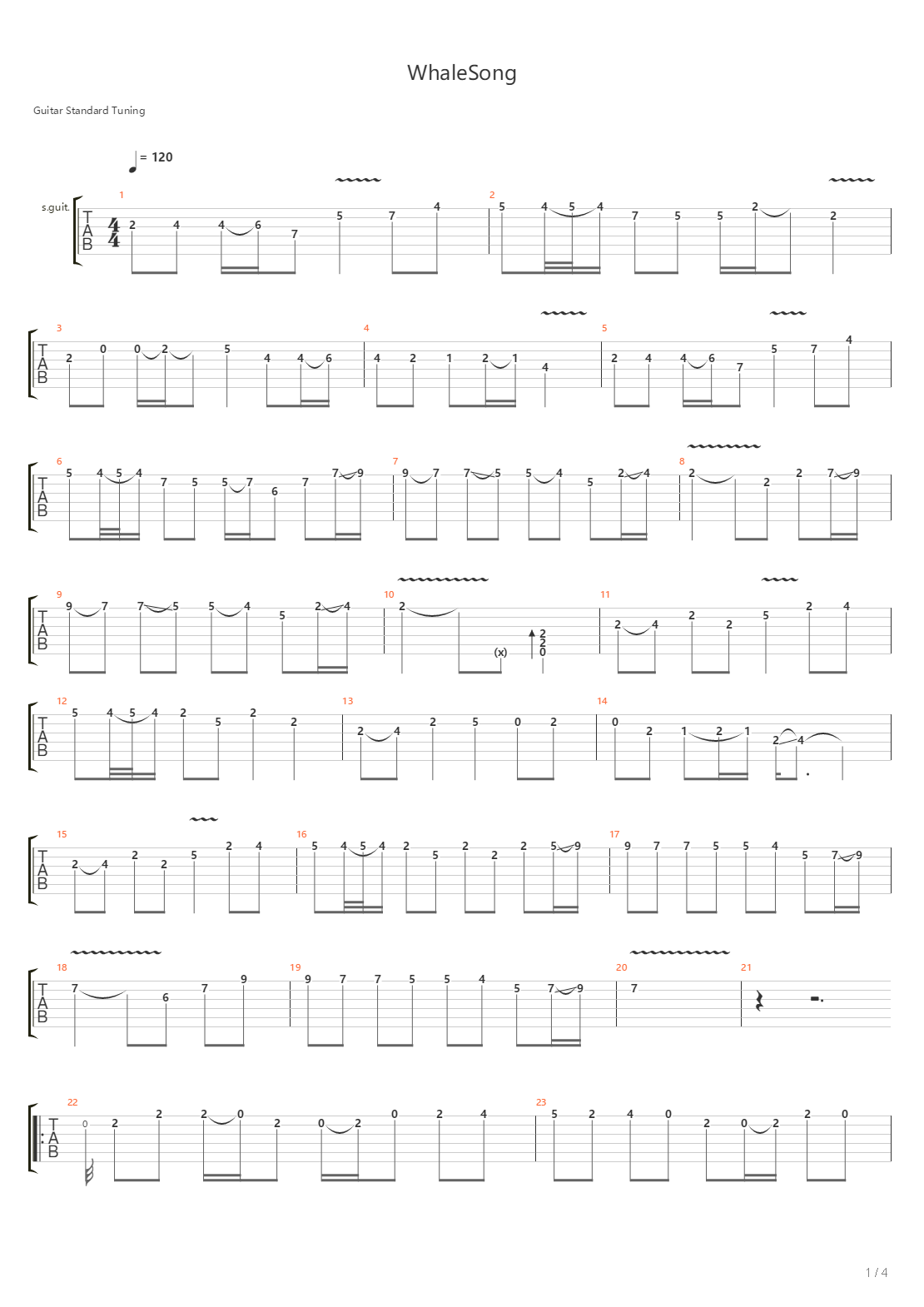 鲸歌（主旋、副旋分离，更加好弹，而且可以弹唱）吉他谱