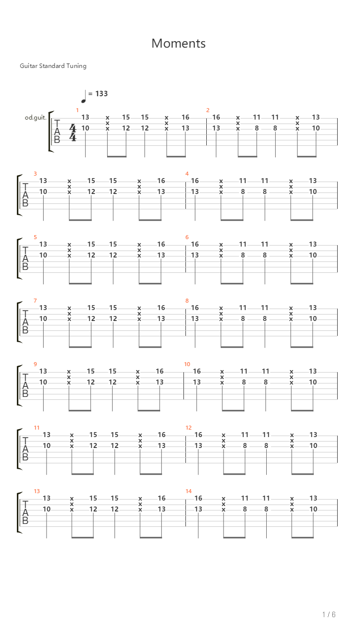 Moments吉他谱
