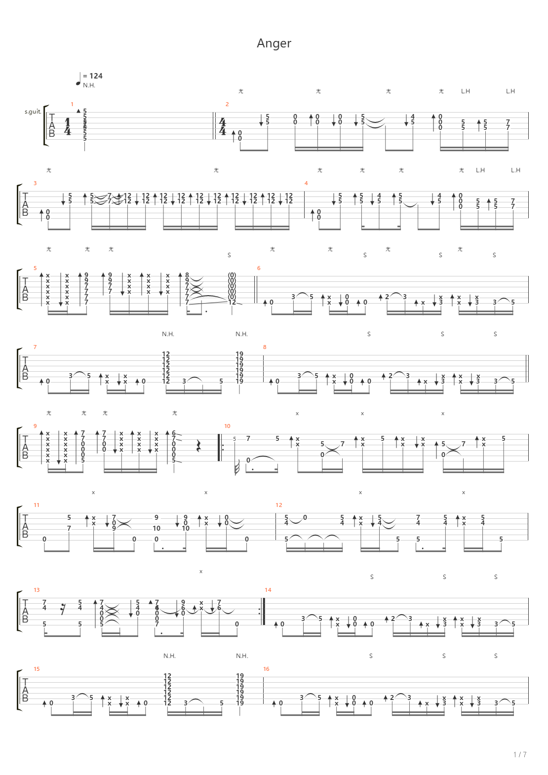 Anger吉他谱