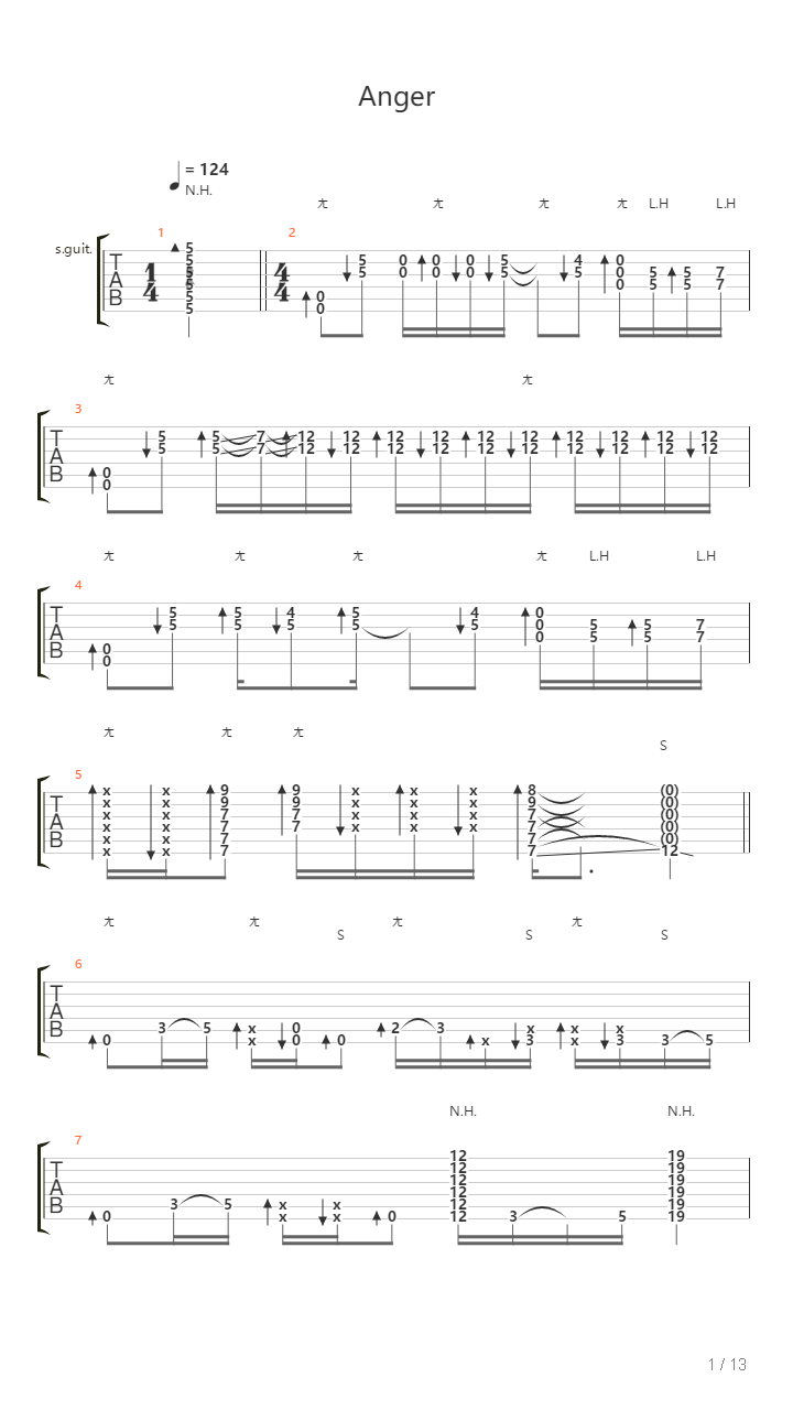 Anger吉他谱