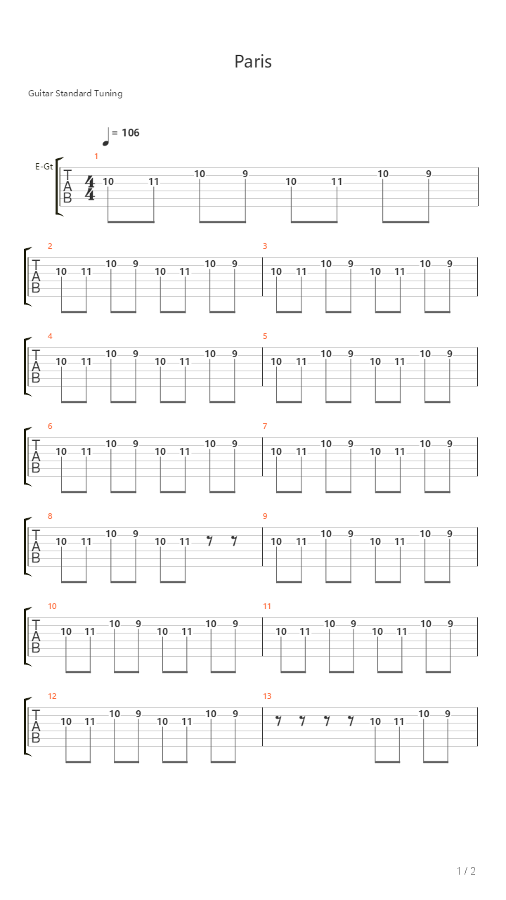 Paris吉他谱