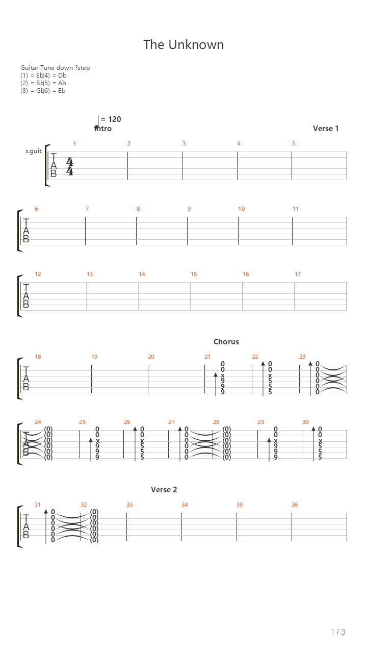 The Unknown吉他谱