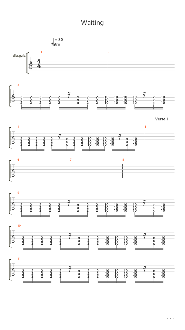 Waiting吉他谱