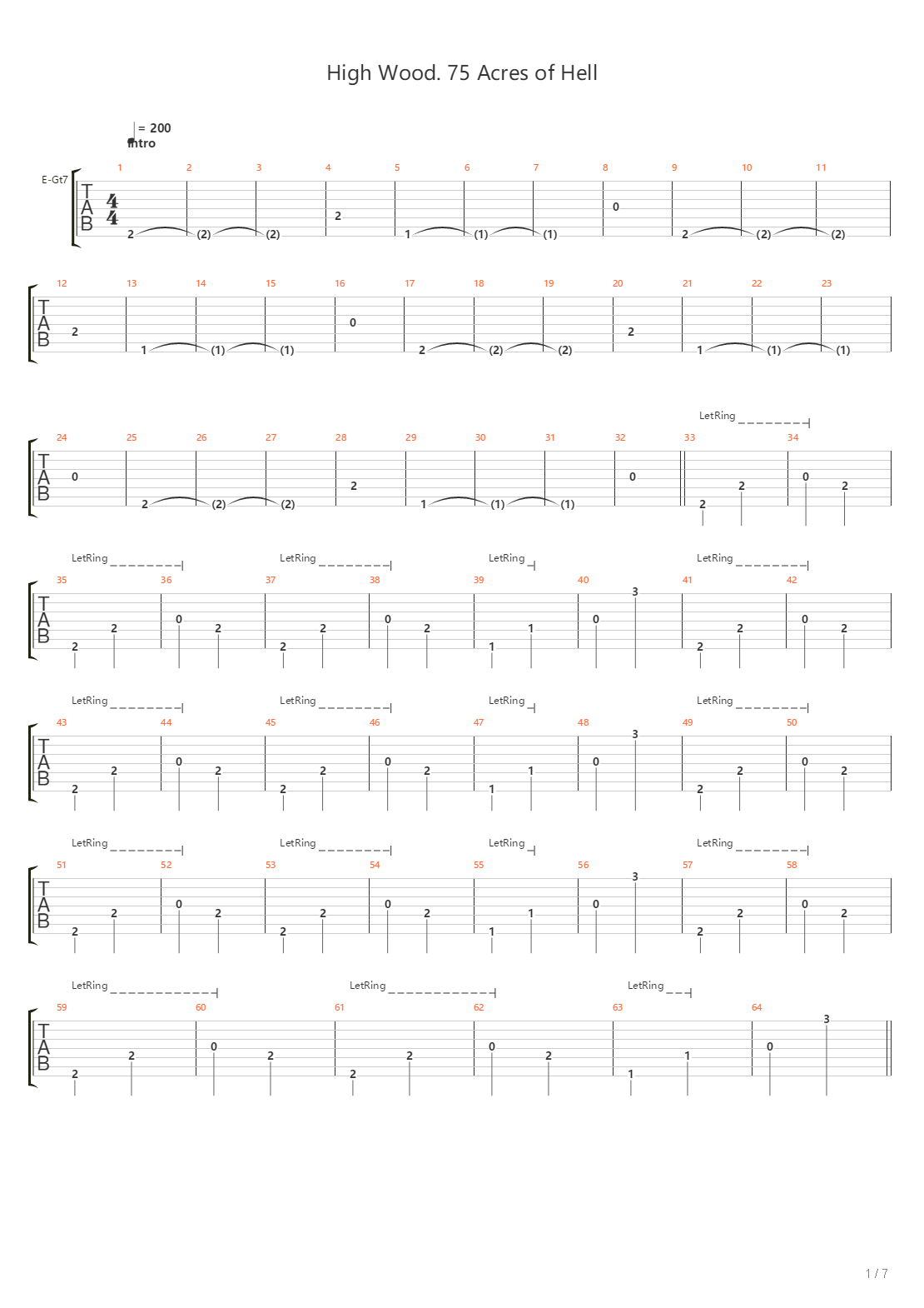 High Wood 75 Acres Of Hell吉他谱