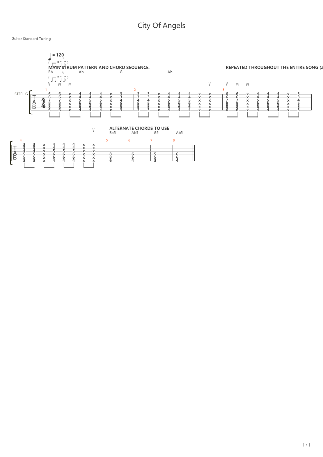 City Of Angels吉他谱