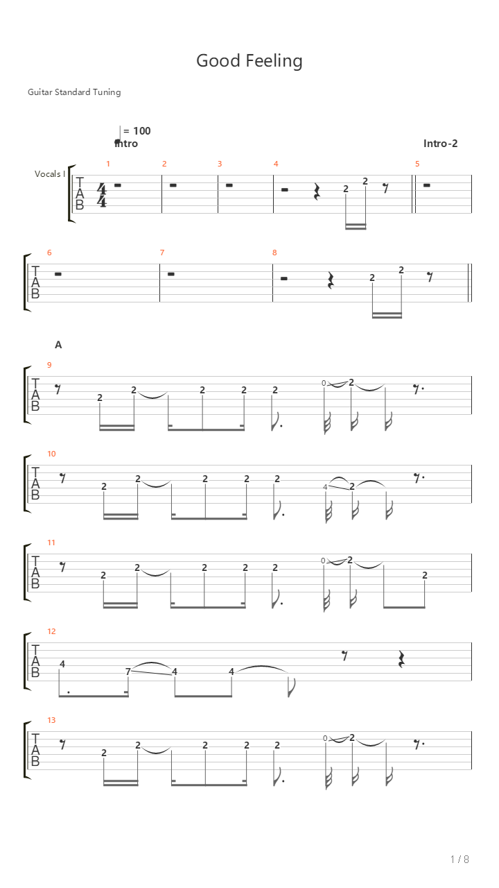 Good Feeling吉他谱