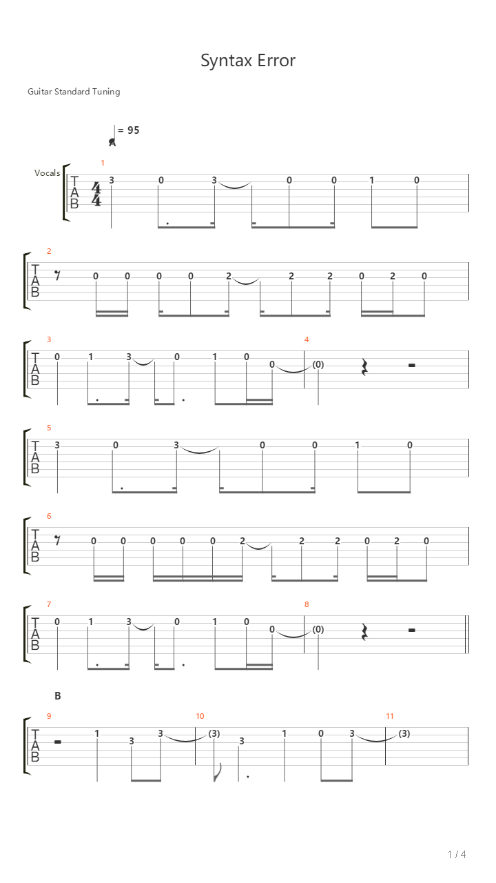 Syntax Error吉他谱