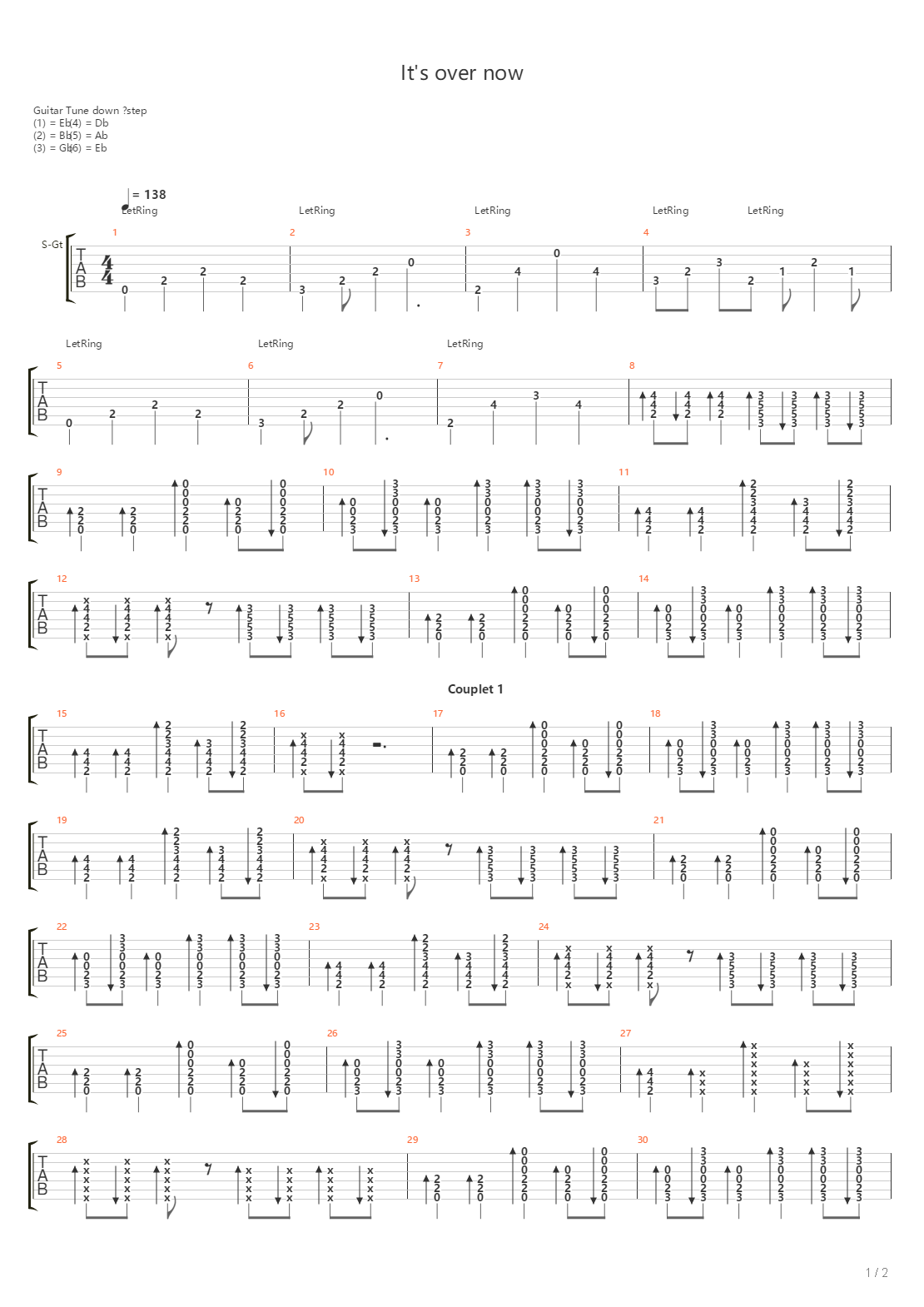 Its Over Now吉他谱