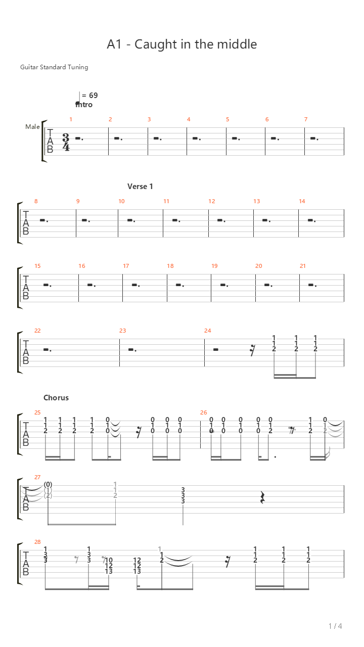 Caught In The Middle吉他谱