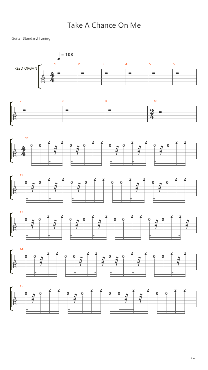 Take A Chance On Me吉他谱