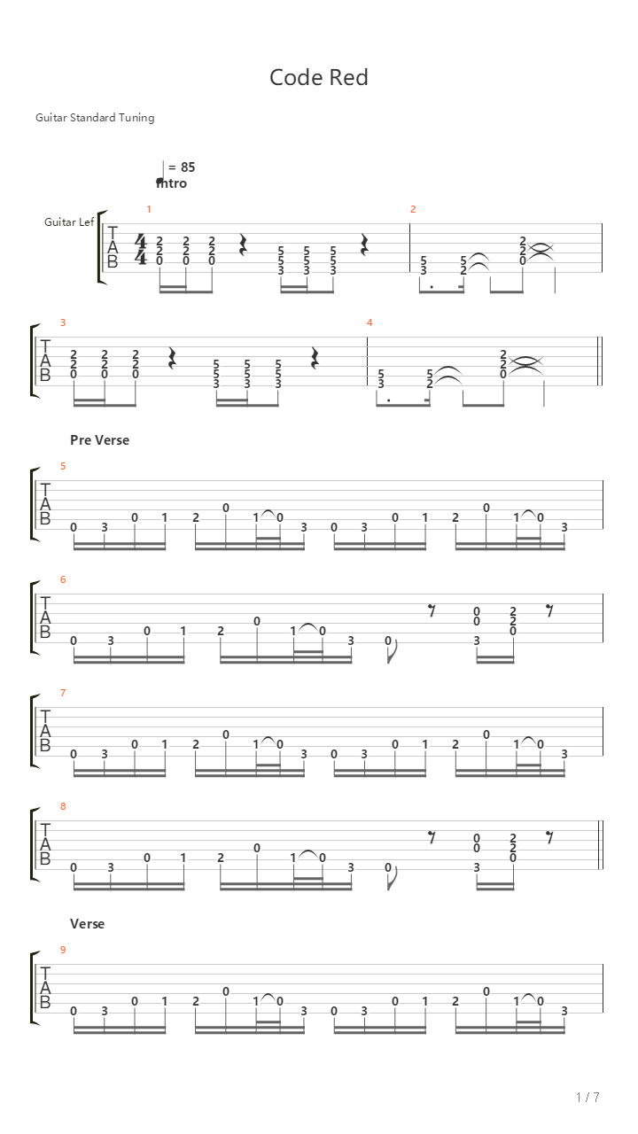 Code Red吉他谱