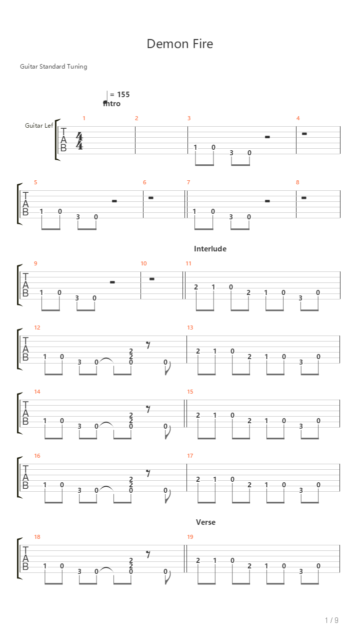 Demon Fire吉他谱