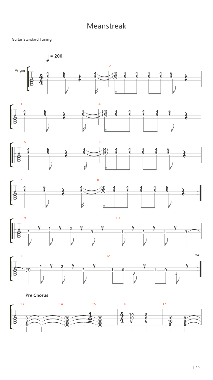 Meanstreak吉他谱