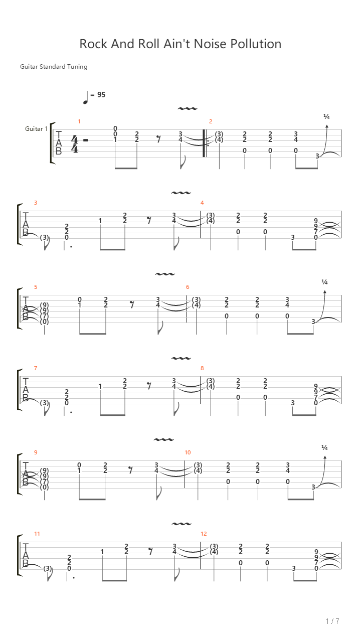Rock And Roll Aint Noise Pollution吉他谱